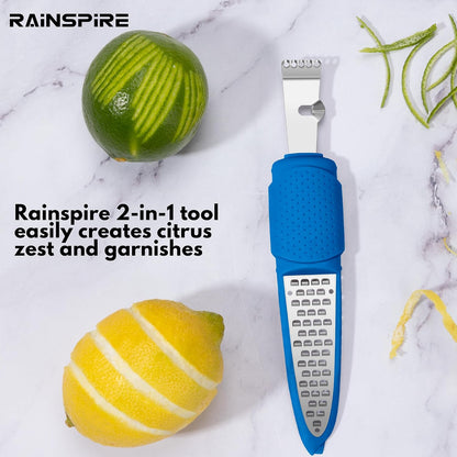 Stainless Steel Citrus Lemon Zester Garlic Grater w/Channel Knife Black