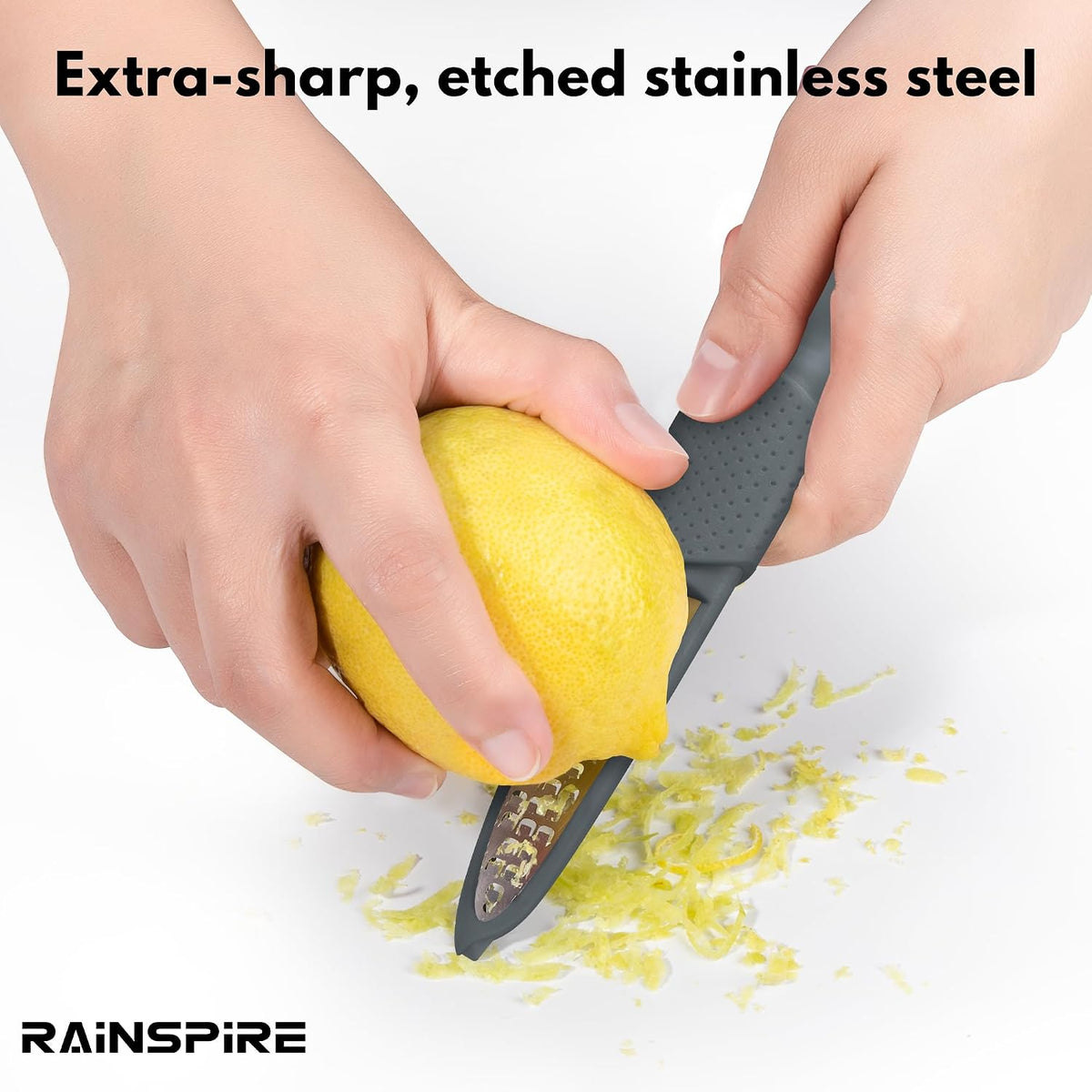 Stainless Steel Citrus Lemon Zester Garlic Grater w/Channel Knife Black