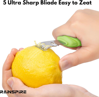 Stainless Steel Citrus Lemon Zester Garlic Grater w/Channel Knife Black