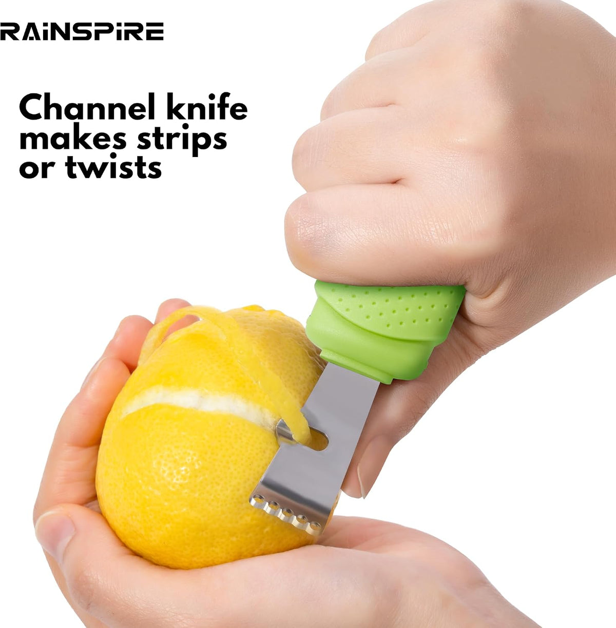 Stainless Steel Citrus Lemon Zester Garlic Grater w/Channel Knife Black