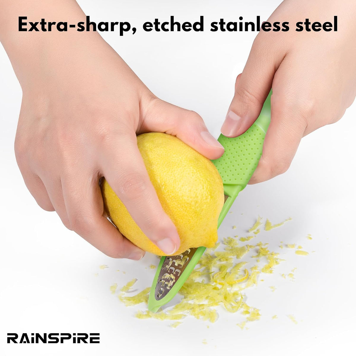 Stainless Steel Citrus Lemon Zester Garlic Grater w/Channel Knife Black