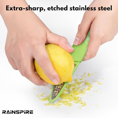 Stainless Steel Citrus Lemon Zester Garlic Grater w/Channel Knife Black