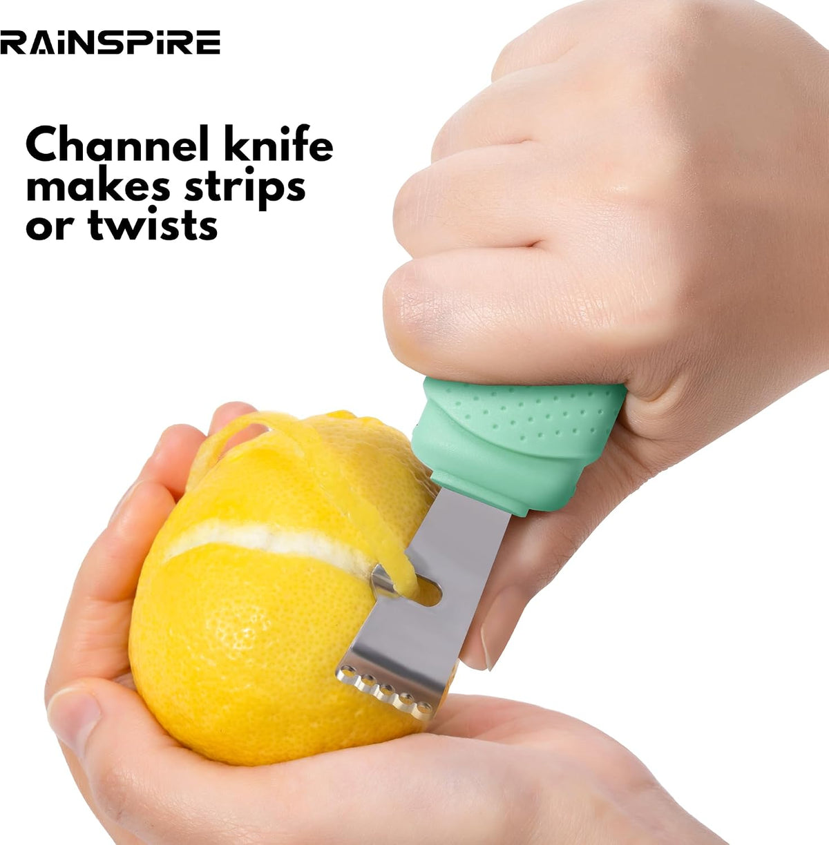 Stainless Steel Citrus Lemon Zester Garlic Grater w/Channel Knife Black