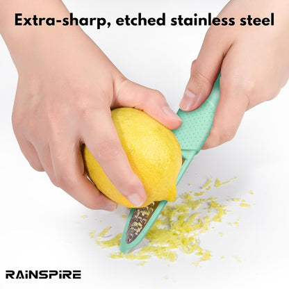 Stainless Steel Citrus Lemon Zester Garlic Grater w/Channel Knife Black