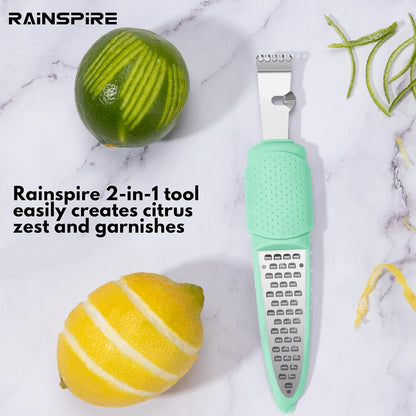 Stainless Steel Citrus Lemon Zester Garlic Grater w/Channel Knife Black