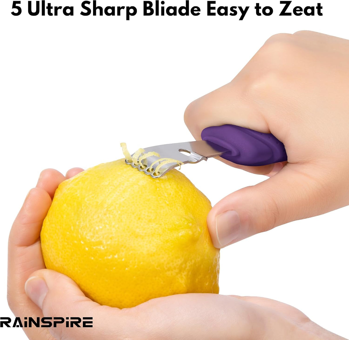 Stainless Steel Citrus Lemon Zester Garlic Grater w/Channel Knife Black