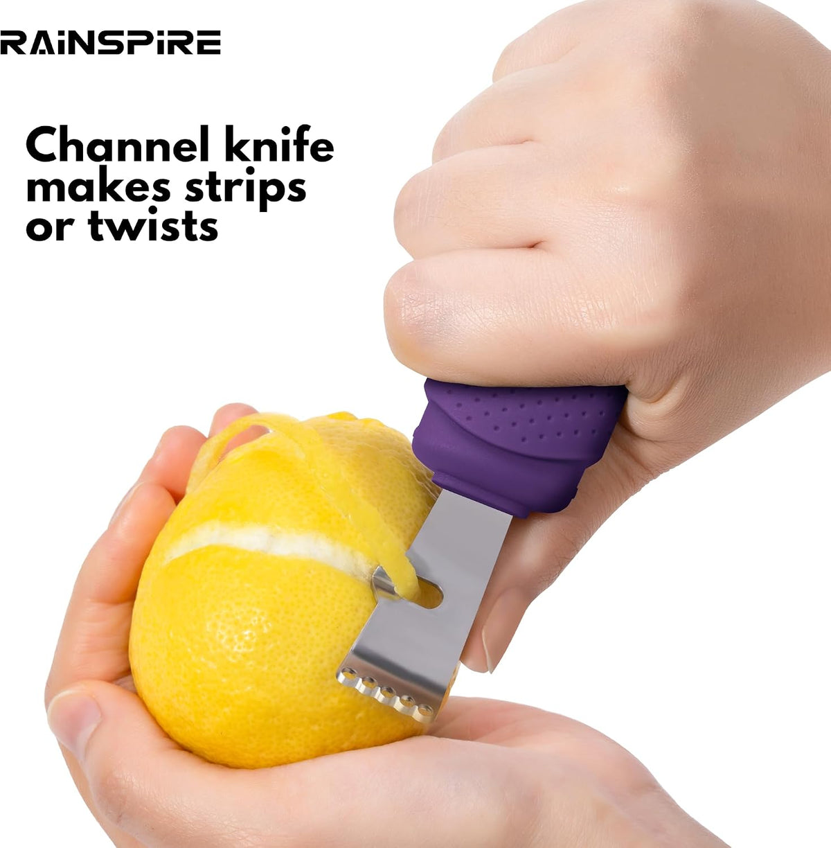 Stainless Steel Citrus Lemon Zester Garlic Grater w/Channel Knife Black