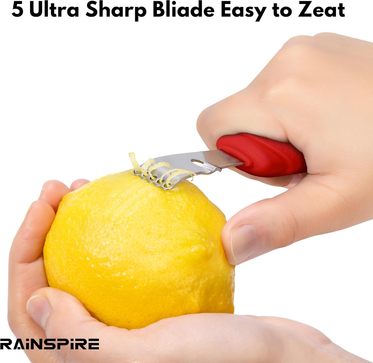 Stainless Steel Citrus Lemon Zester Garlic Grater w/Channel Knife Black