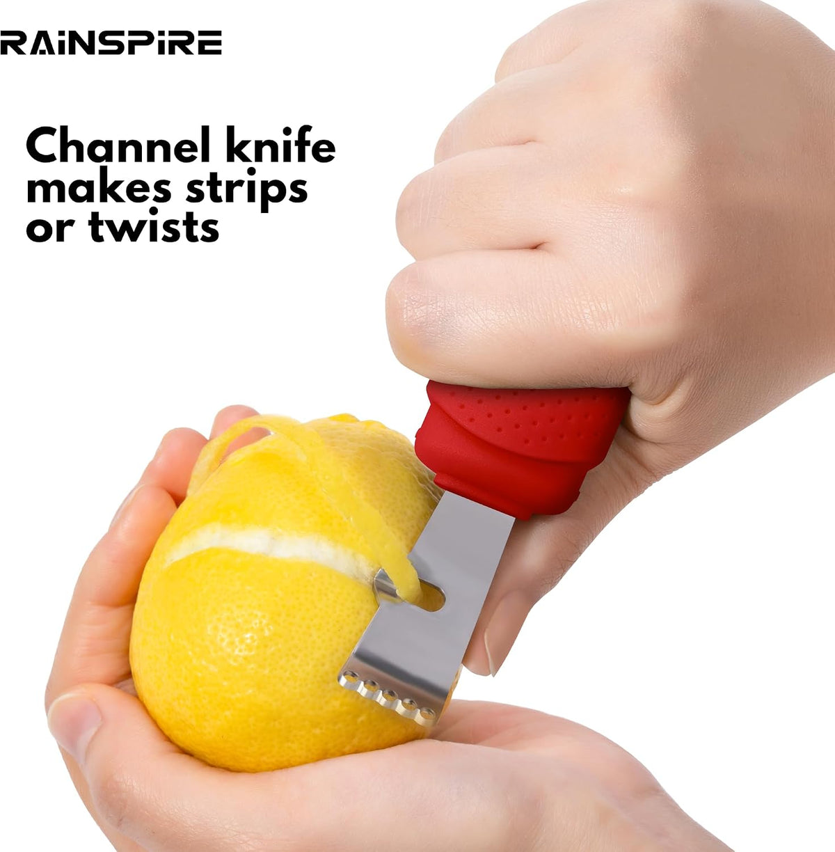 Stainless Steel Citrus Lemon Zester Garlic Grater w/Channel Knife Black