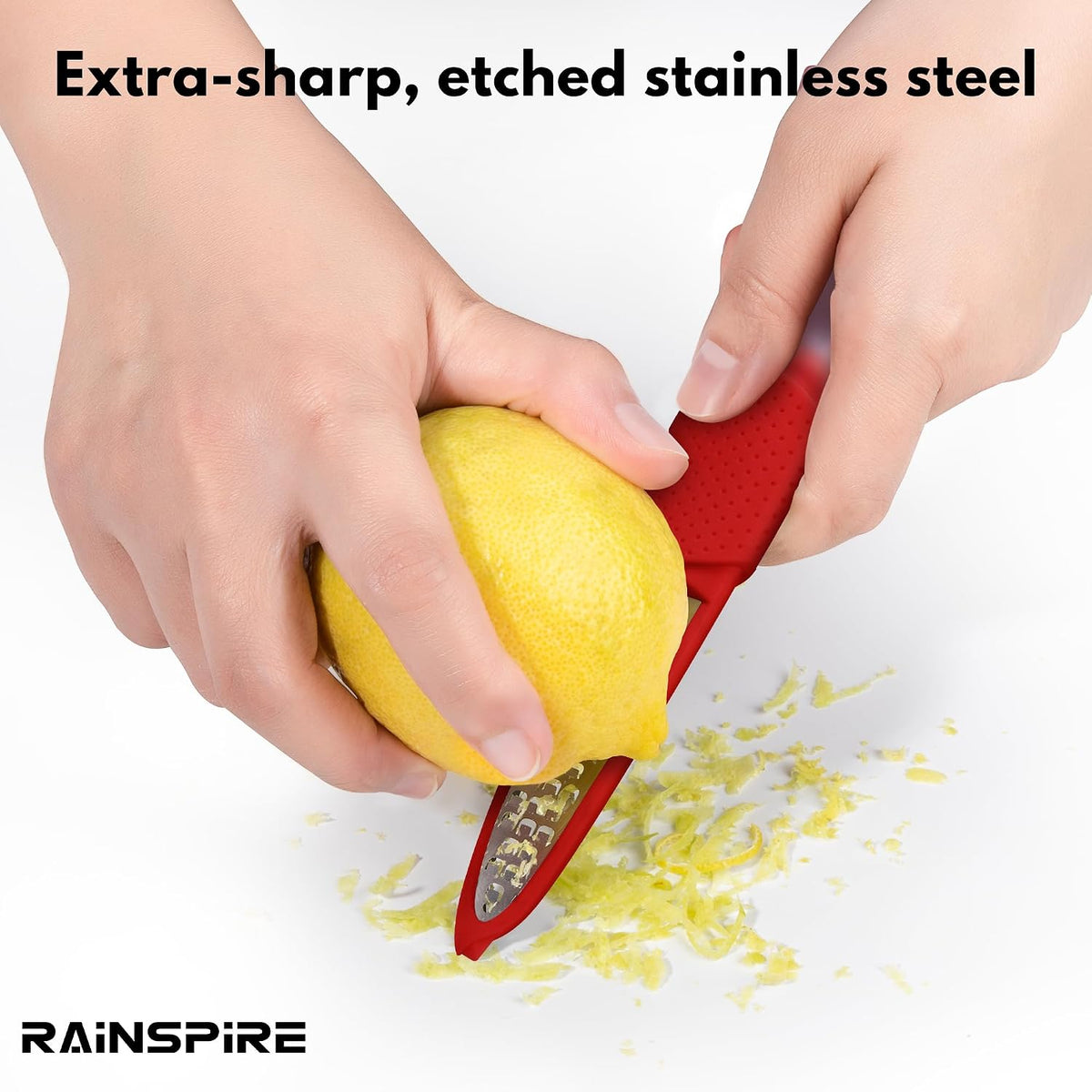 Stainless Steel Citrus Lemon Zester Garlic Grater w/Channel Knife Black