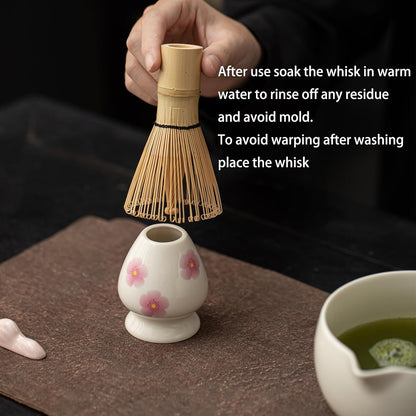 Matcha Whisk Set,8 Pcs Ceramic Matcha Set,Matcha Kit for Matcha Lovers,Tradition Tea Set Includes Bowl,Bamboo Whisk and Holder,Scoop,Sifter and Towel,Gift for Family and Friend (Cream)