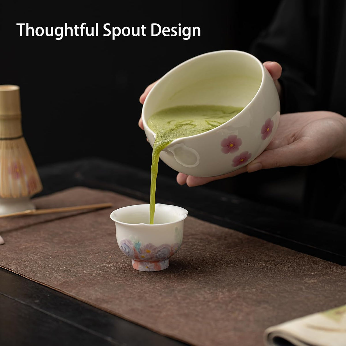 Matcha Whisk Set,8 Pcs Ceramic Matcha Set,Matcha Kit for Matcha Lovers,Tradition Tea Set Includes Bowl,Bamboo Whisk and Holder,Scoop,Sifter and Towel,Gift for Family and Friend (Cream)