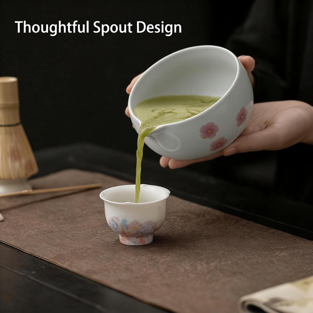 Matcha Whisk Set,8 Pcs Ceramic Matcha Set,Matcha Kit for Matcha Lovers,Tradition Tea Set Includes Bowl,Bamboo Whisk and Holder,Scoop,Sifter and Towel,Gift for Family and Friend (Cream)