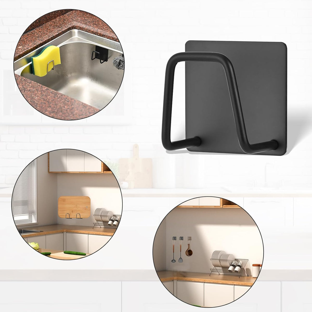 2-Pack Stainless Steel Sponge Holder for Kitchen Sink - Rustproof Brushed SUS304 Sponge Caddy Organizer, Wall/Surface Mount, Drainage Design, Clutter-Free Storage
