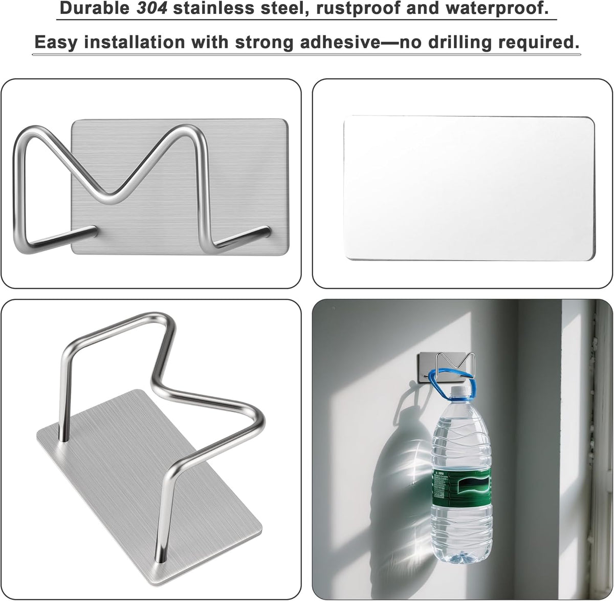 2-Pack Stainless Steel Sponge Holder for Kitchen Sink - Rustproof Brushed SUS304 Sponge Caddy Organizer, Wall/Surface Mount, Drainage Design, Clutter-Free Storage