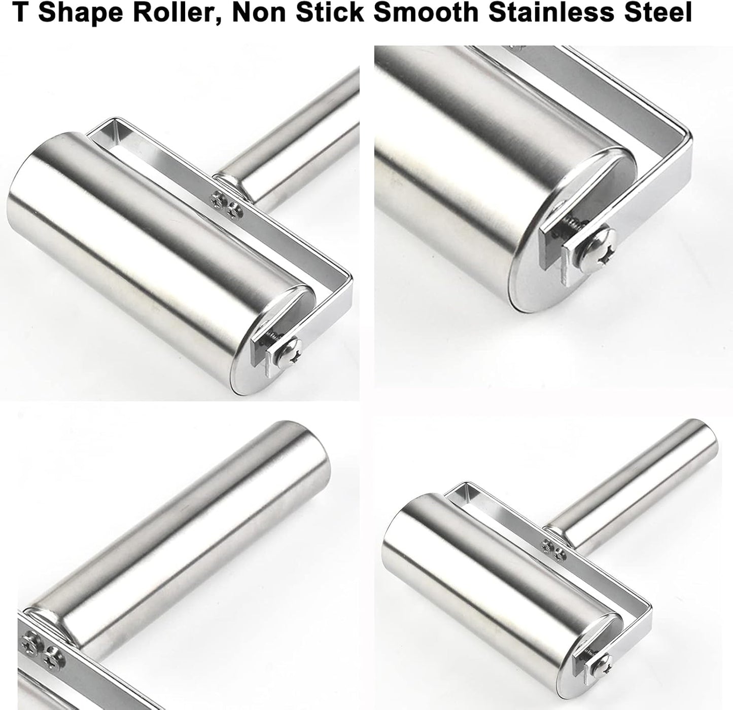 Pastry Pizza Roller, Non Stick Smooth Stainless Steel Rolling Pin Metal Kitchen Utensils, for Baking Dough, Pizza, Pie, Pastries, Pasta, Cookies