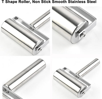 Pastry Pizza Roller, Non Stick Smooth Stainless Steel Rolling Pin Metal Kitchen Utensils, for Baking Dough, Pizza, Pie, Pastries, Pasta, Cookies