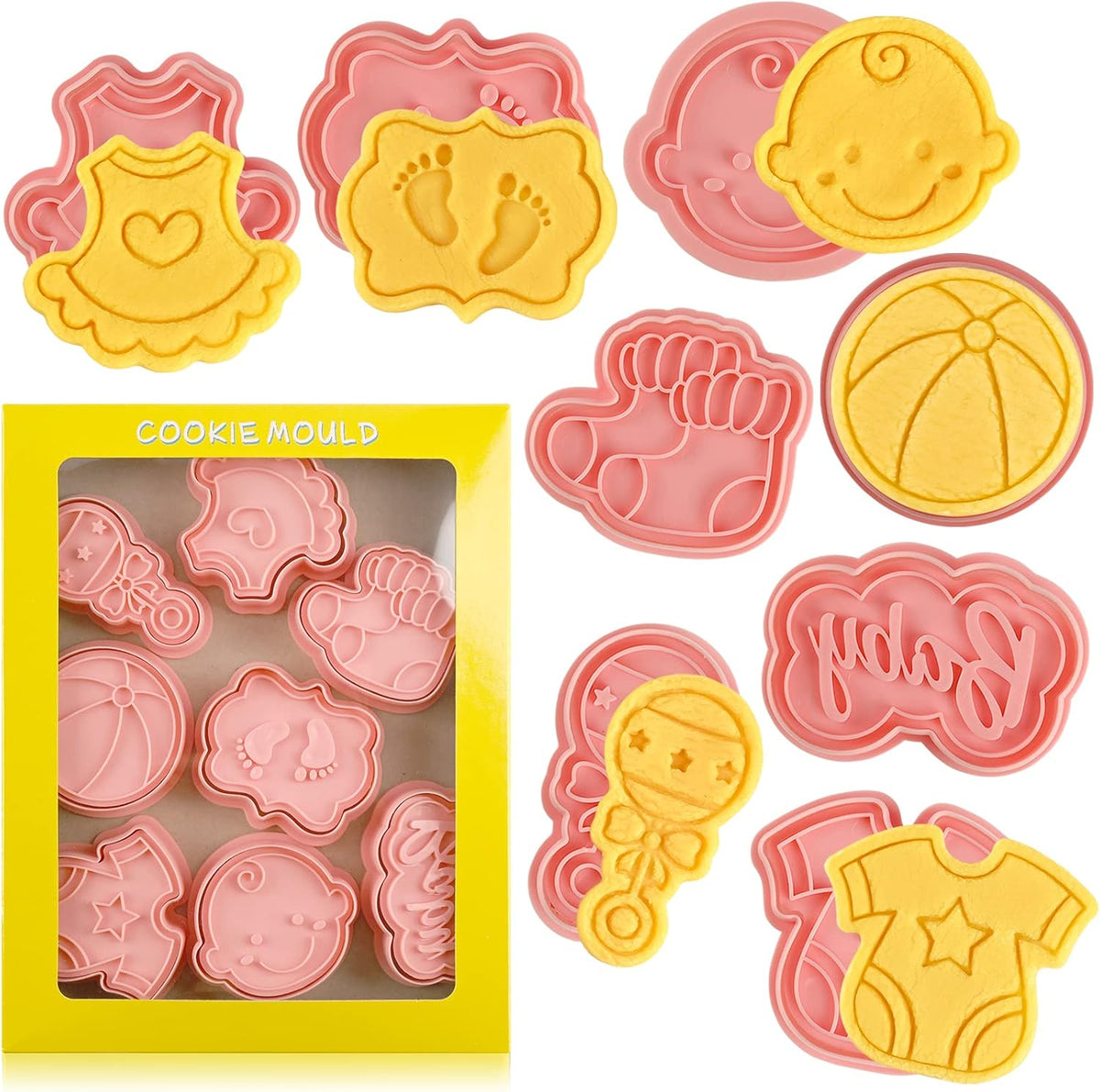 Animal Cookie Cutters With Plunger Stamps,8 Pcs 3D Animal Cookie Cutters | Animal Embossing Cutters for Biscuit Fondant Cheese Baking Molds