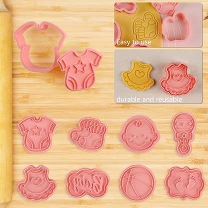 Animal Cookie Cutters With Plunger Stamps,8 Pcs 3D Animal Cookie Cutters | Animal Embossing Cutters for Biscuit Fondant Cheese Baking Molds