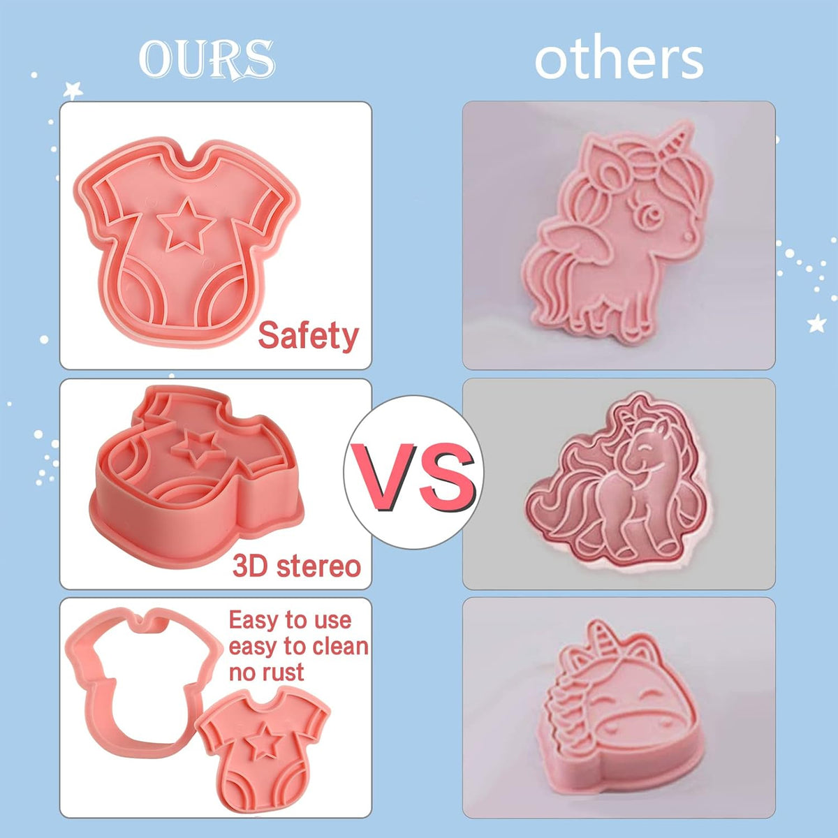 Animal Cookie Cutters With Plunger Stamps,8 Pcs 3D Animal Cookie Cutters | Animal Embossing Cutters for Biscuit Fondant Cheese Baking Molds