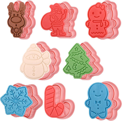 Animal Cookie Cutters With Plunger Stamps,8 Pcs 3D Animal Cookie Cutters | Animal Embossing Cutters for Biscuit Fondant Cheese Baking Molds
