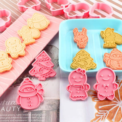 Animal Cookie Cutters With Plunger Stamps,8 Pcs 3D Animal Cookie Cutters | Animal Embossing Cutters for Biscuit Fondant Cheese Baking Molds