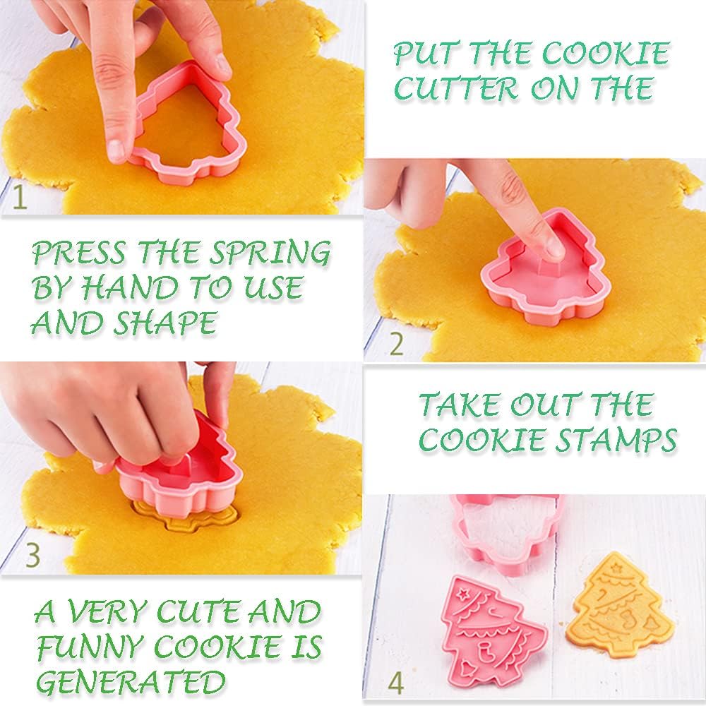 Animal Cookie Cutters With Plunger Stamps,8 Pcs 3D Animal Cookie Cutters | Animal Embossing Cutters for Biscuit Fondant Cheese Baking Molds