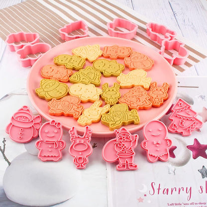 Animal Cookie Cutters With Plunger Stamps,8 Pcs 3D Animal Cookie Cutters | Animal Embossing Cutters for Biscuit Fondant Cheese Baking Molds