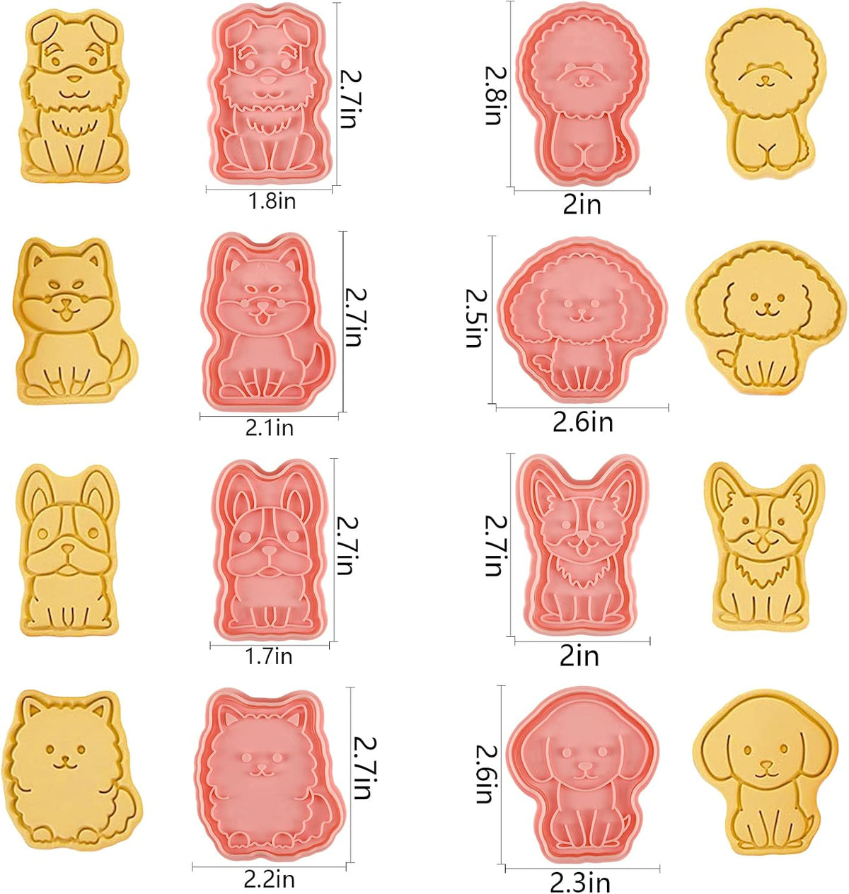 Animal Cookie Cutters With Plunger Stamps,8 Pcs 3D Animal Cookie Cutters | Animal Embossing Cutters for Biscuit Fondant Cheese Baking Molds