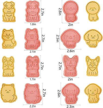 Animal Cookie Cutters With Plunger Stamps,8 Pcs 3D Animal Cookie Cutters | Animal Embossing Cutters for Biscuit Fondant Cheese Baking Molds