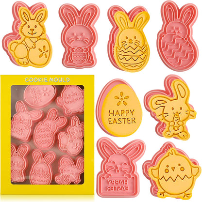 Animal Cookie Cutters With Plunger Stamps,8 Pcs 3D Animal Cookie Cutters | Animal Embossing Cutters for Biscuit Fondant Cheese Baking Molds