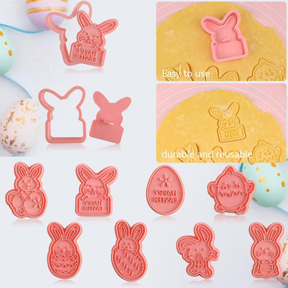 Animal Cookie Cutters With Plunger Stamps,8 Pcs 3D Animal Cookie Cutters | Animal Embossing Cutters for Biscuit Fondant Cheese Baking Molds