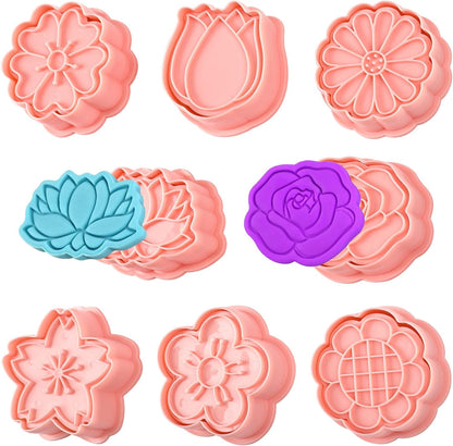 Animal Cookie Cutters With Plunger Stamps,8 Pcs 3D Animal Cookie Cutters | Animal Embossing Cutters for Biscuit Fondant Cheese Baking Molds
