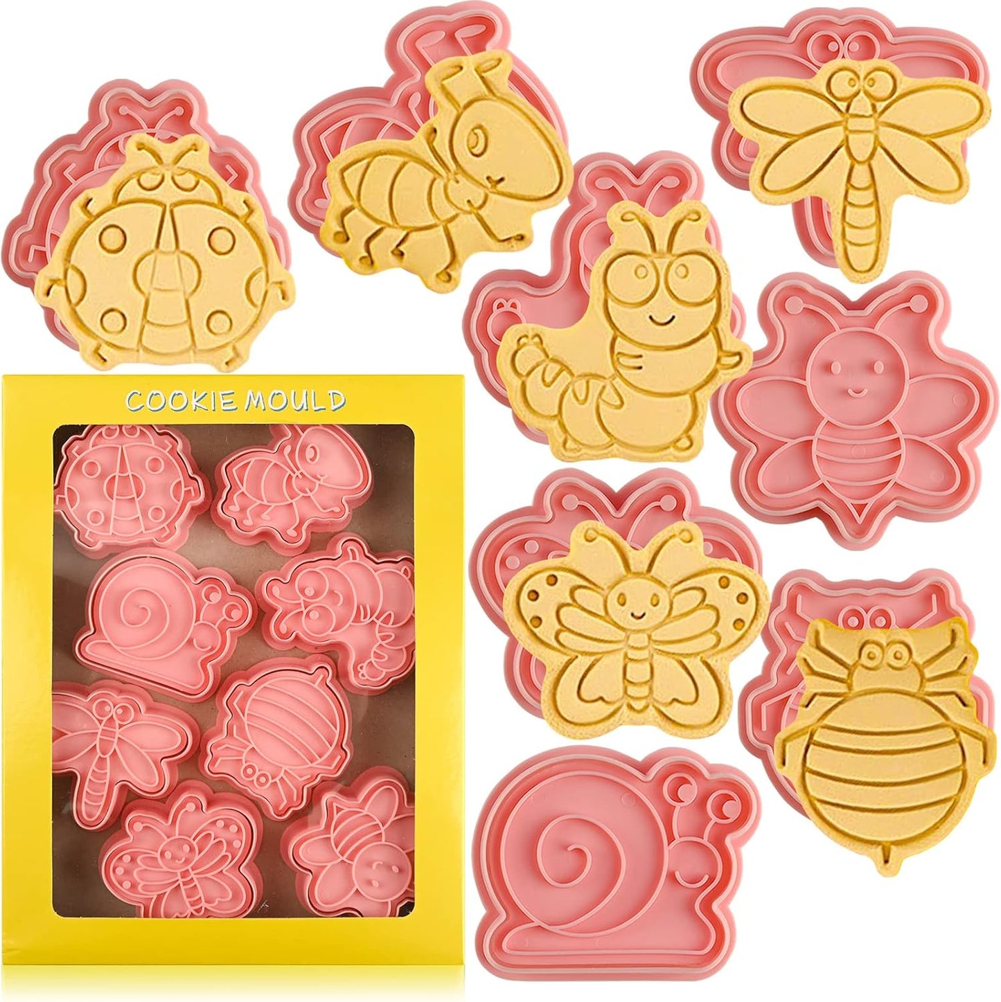 Animal Cookie Cutters With Plunger Stamps,8 Pcs 3D Animal Cookie Cutters | Animal Embossing Cutters for Biscuit Fondant Cheese Baking Molds