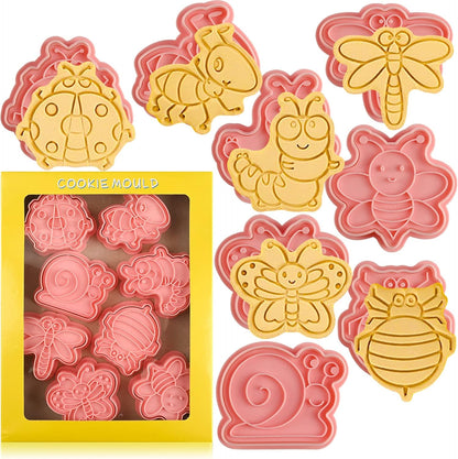 Animal Cookie Cutters With Plunger Stamps,8 Pcs 3D Animal Cookie Cutters | Animal Embossing Cutters for Biscuit Fondant Cheese Baking Molds