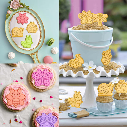 Animal Cookie Cutters With Plunger Stamps,8 Pcs 3D Animal Cookie Cutters | Animal Embossing Cutters for Biscuit Fondant Cheese Baking Molds