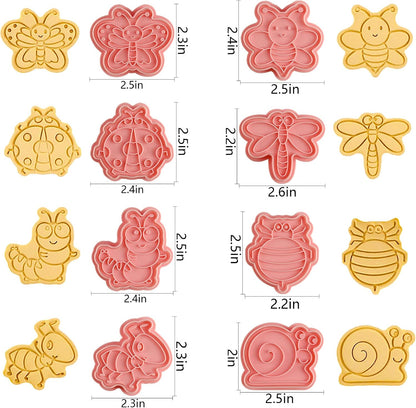 Animal Cookie Cutters With Plunger Stamps,8 Pcs 3D Animal Cookie Cutters | Animal Embossing Cutters for Biscuit Fondant Cheese Baking Molds