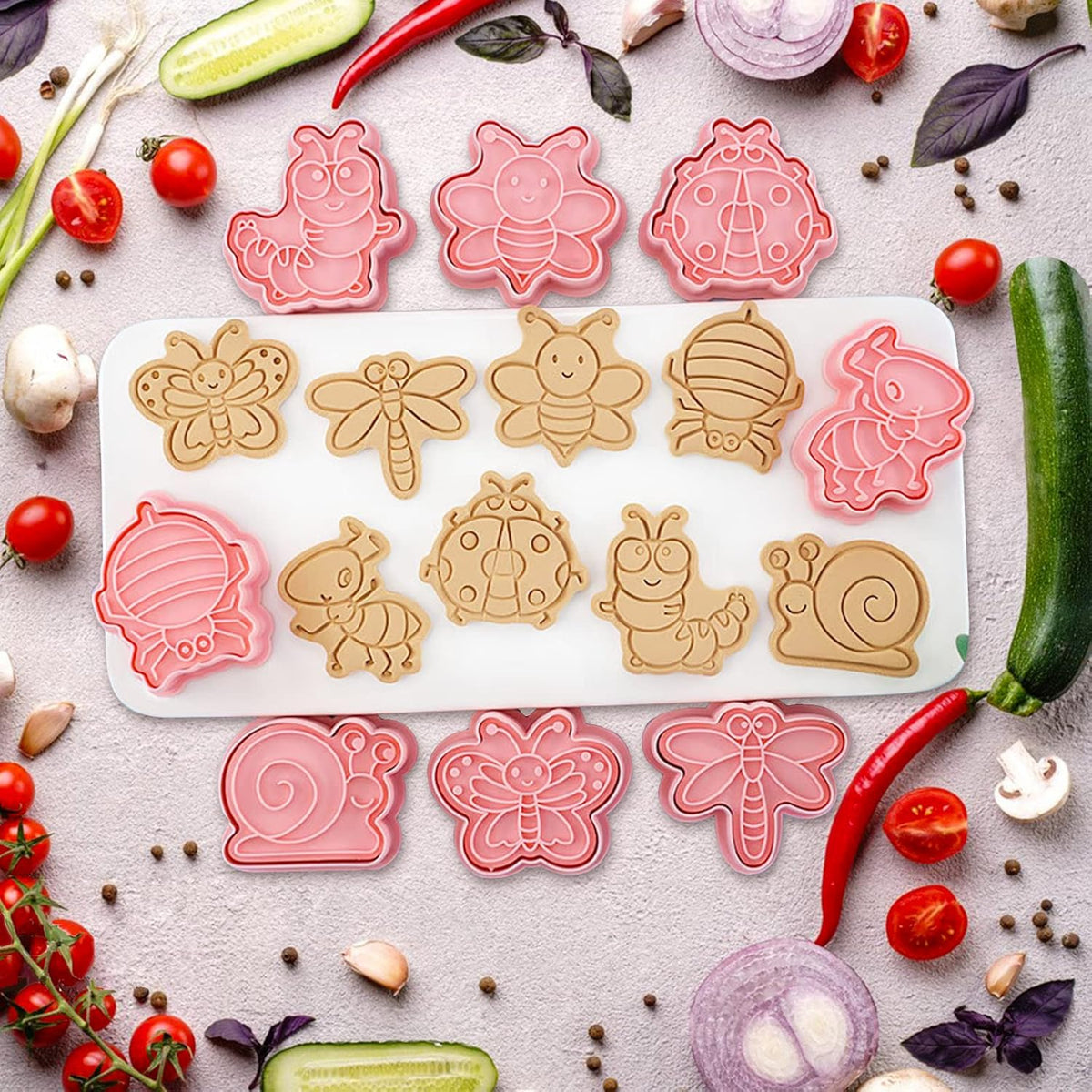 Animal Cookie Cutters With Plunger Stamps,8 Pcs 3D Animal Cookie Cutters | Animal Embossing Cutters for Biscuit Fondant Cheese Baking Molds