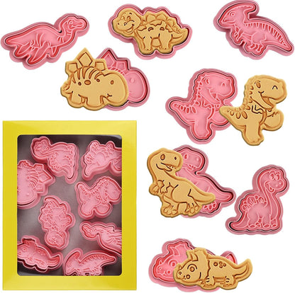 Animal Cookie Cutters With Plunger Stamps,8 Pcs 3D Animal Cookie Cutters | Animal Embossing Cutters for Biscuit Fondant Cheese Baking Molds