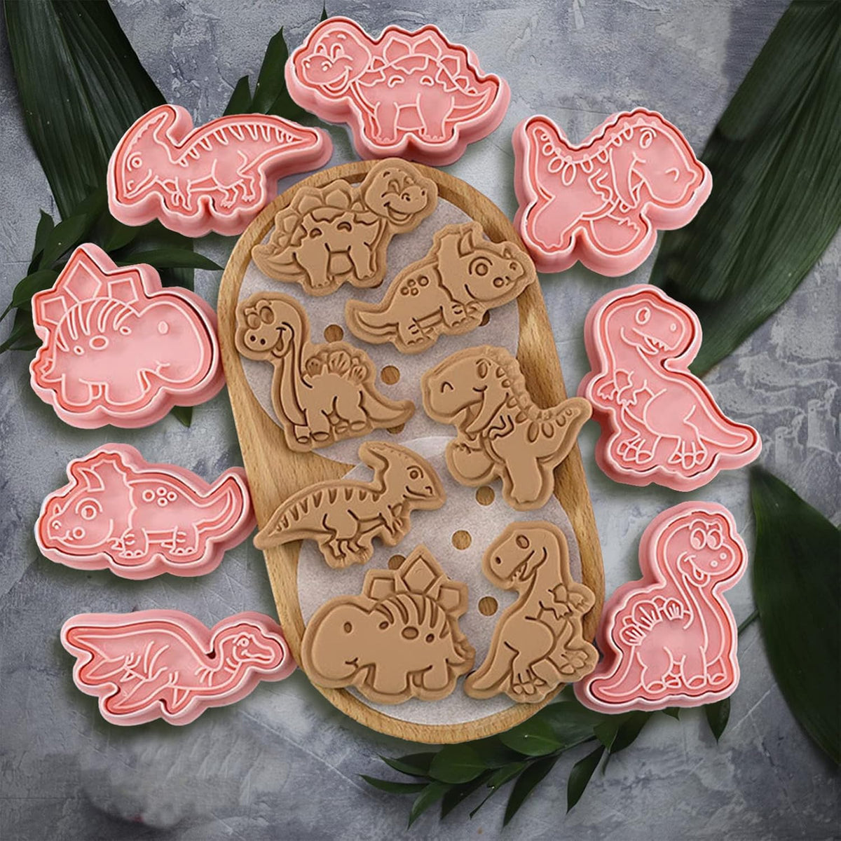 Animal Cookie Cutters With Plunger Stamps,8 Pcs 3D Animal Cookie Cutters | Animal Embossing Cutters for Biscuit Fondant Cheese Baking Molds