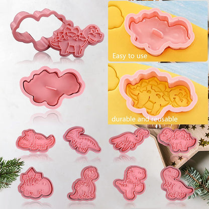 Animal Cookie Cutters With Plunger Stamps,8 Pcs 3D Animal Cookie Cutters | Animal Embossing Cutters for Biscuit Fondant Cheese Baking Molds