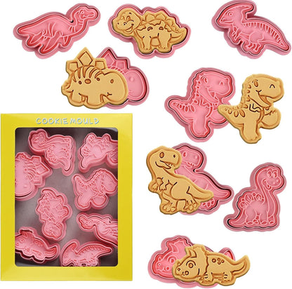 Animal Cookie Cutters With Plunger Stamps,8 Pcs 3D Animal Cookie Cutters | Animal Embossing Cutters for Biscuit Fondant Cheese Baking Molds
