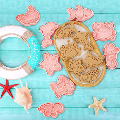 Animal Cookie Cutters With Plunger Stamps,8 Pcs 3D Animal Cookie Cutters | Animal Embossing Cutters for Biscuit Fondant Cheese Baking Molds