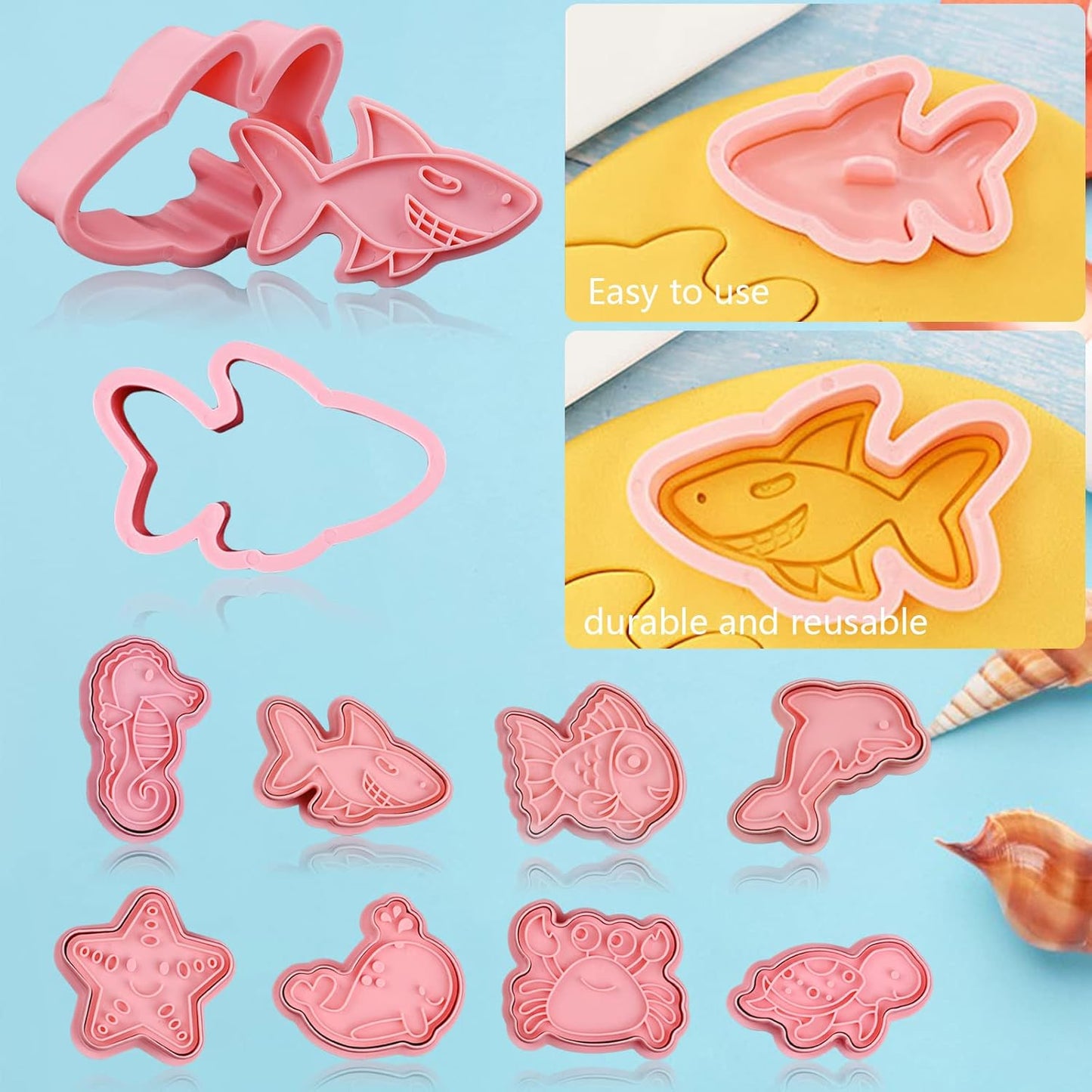 Animal Cookie Cutters With Plunger Stamps,8 Pcs 3D Animal Cookie Cutters | Animal Embossing Cutters for Biscuit Fondant Cheese Baking Molds
