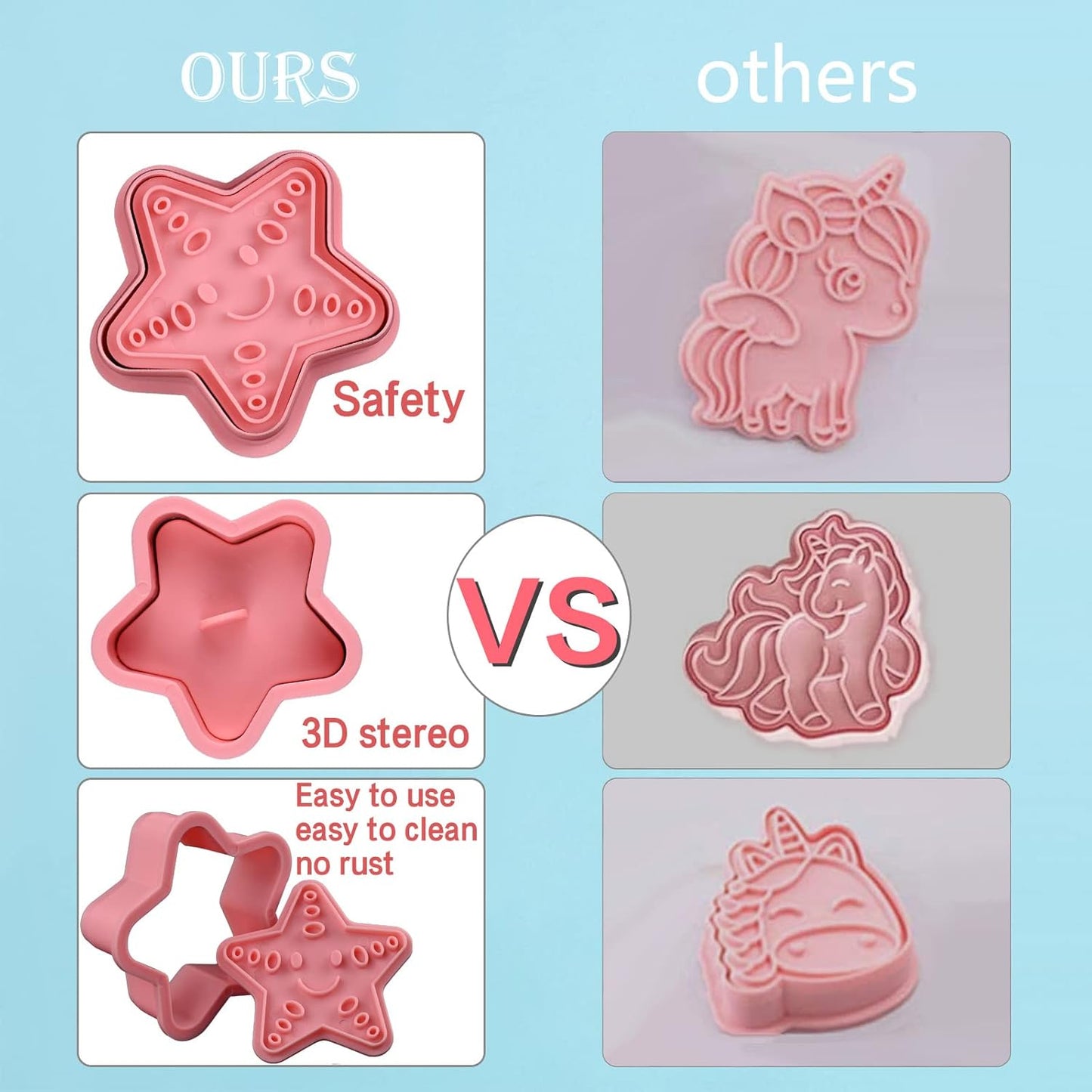 Animal Cookie Cutters With Plunger Stamps,8 Pcs 3D Animal Cookie Cutters | Animal Embossing Cutters for Biscuit Fondant Cheese Baking Molds