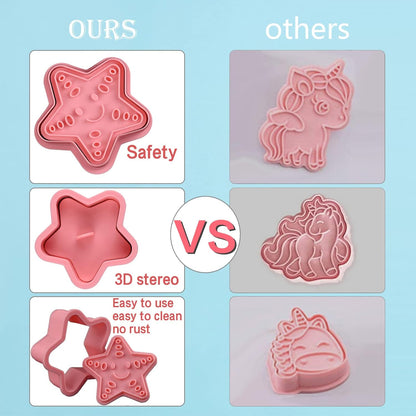 Animal Cookie Cutters With Plunger Stamps,8 Pcs 3D Animal Cookie Cutters | Animal Embossing Cutters for Biscuit Fondant Cheese Baking Molds