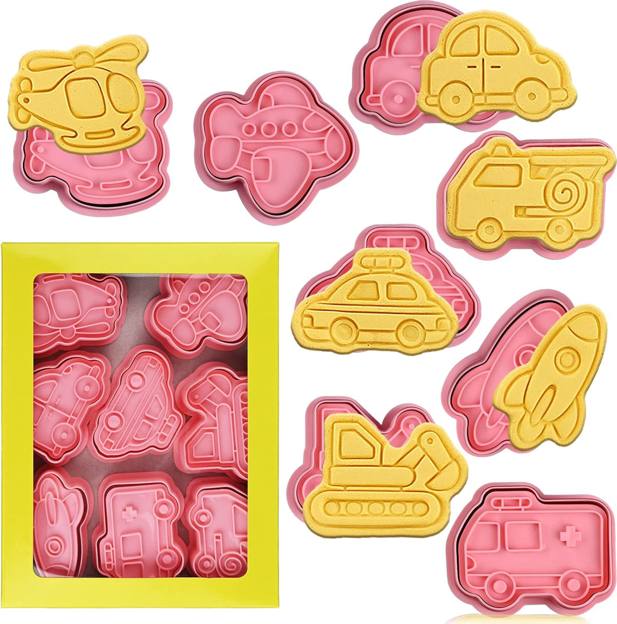 Animal Cookie Cutters With Plunger Stamps,8 Pcs 3D Animal Cookie Cutters | Animal Embossing Cutters for Biscuit Fondant Cheese Baking Molds