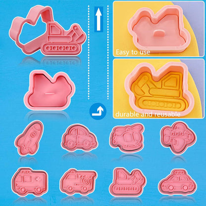 Animal Cookie Cutters With Plunger Stamps,8 Pcs 3D Animal Cookie Cutters | Animal Embossing Cutters for Biscuit Fondant Cheese Baking Molds