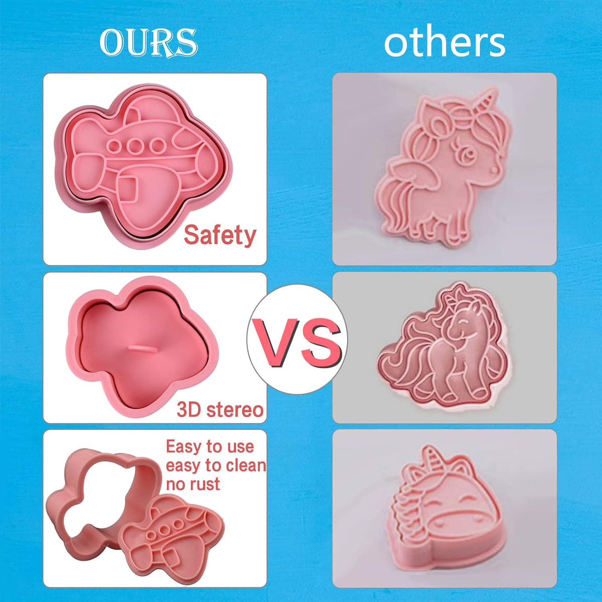 Animal Cookie Cutters With Plunger Stamps,8 Pcs 3D Animal Cookie Cutters | Animal Embossing Cutters for Biscuit Fondant Cheese Baking Molds