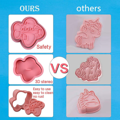 Animal Cookie Cutters With Plunger Stamps,8 Pcs 3D Animal Cookie Cutters | Animal Embossing Cutters for Biscuit Fondant Cheese Baking Molds